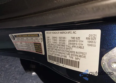 2021 Acura Rdx Advance Package/Pmc Edition from USA, damaged, VIN 5J8TC2H78ML021685